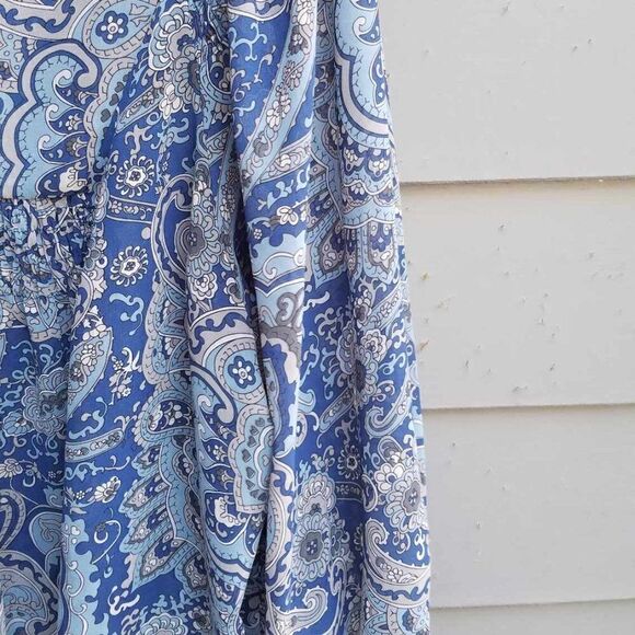 Ana Blue Gray Lined Paisley Peasant Top size XL - Picture 7 of 11